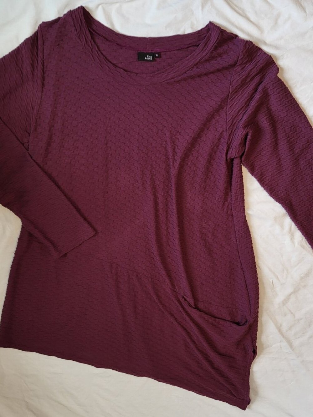 Lisa Bayne Dress XL Purple Asymmetrical Long Sleeve Pocket Casual Lounge Comfort